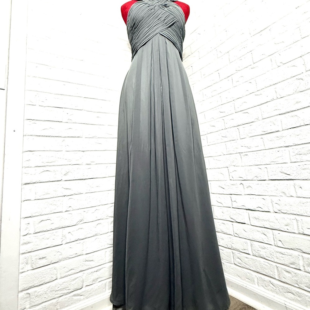AW Bridal Women’s Size 8 Grey Formal Dress Pleated Bodice Floor Length
